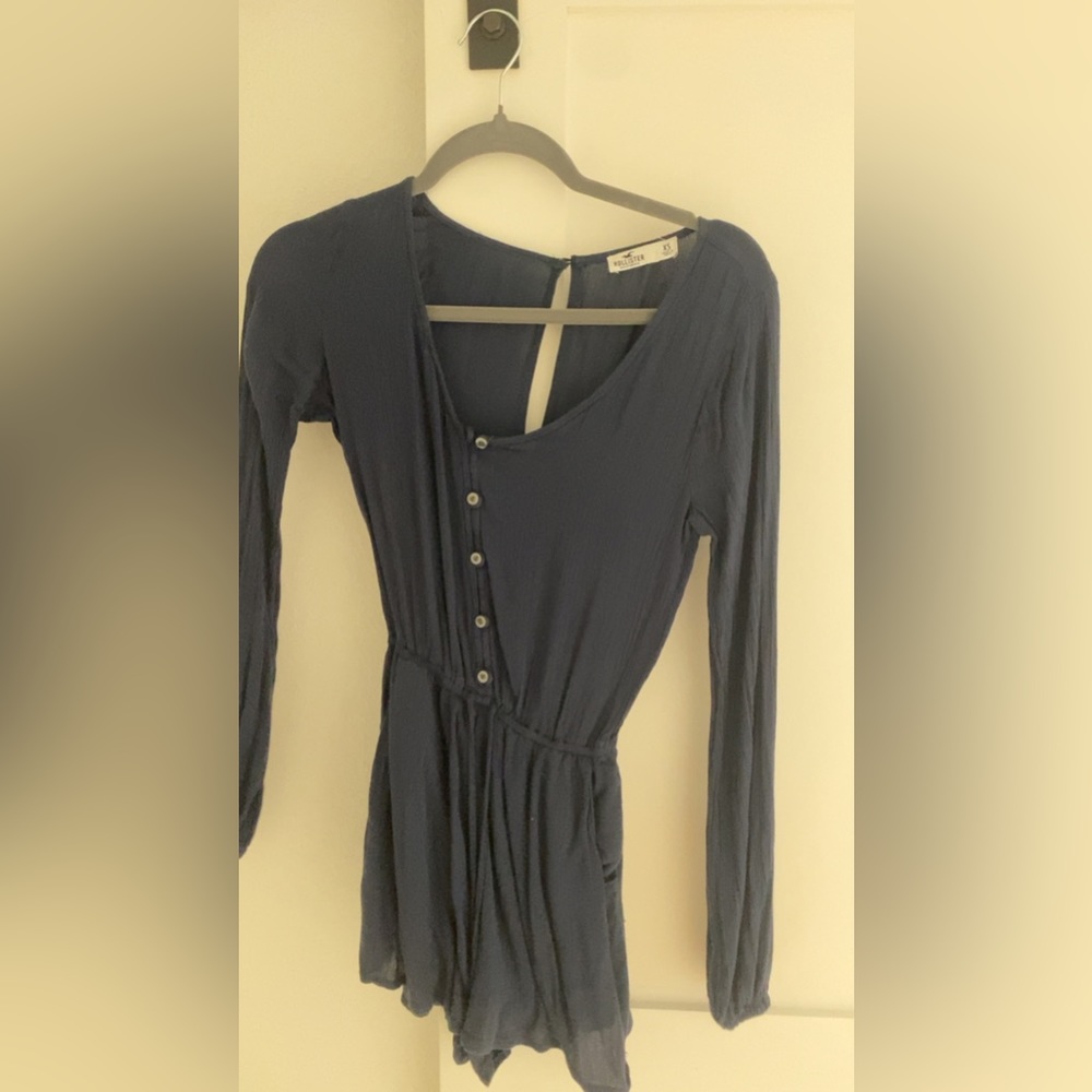 hollister navy long sleeve romper